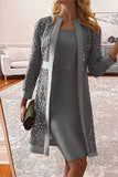 Elegant Solid Lace Hollowed Out Long Sleeve Two Pieces(8 Colors)