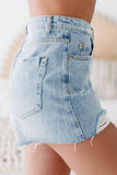 Casual Simplicity Solid Ripped Buckle High Waist Denim Shorts