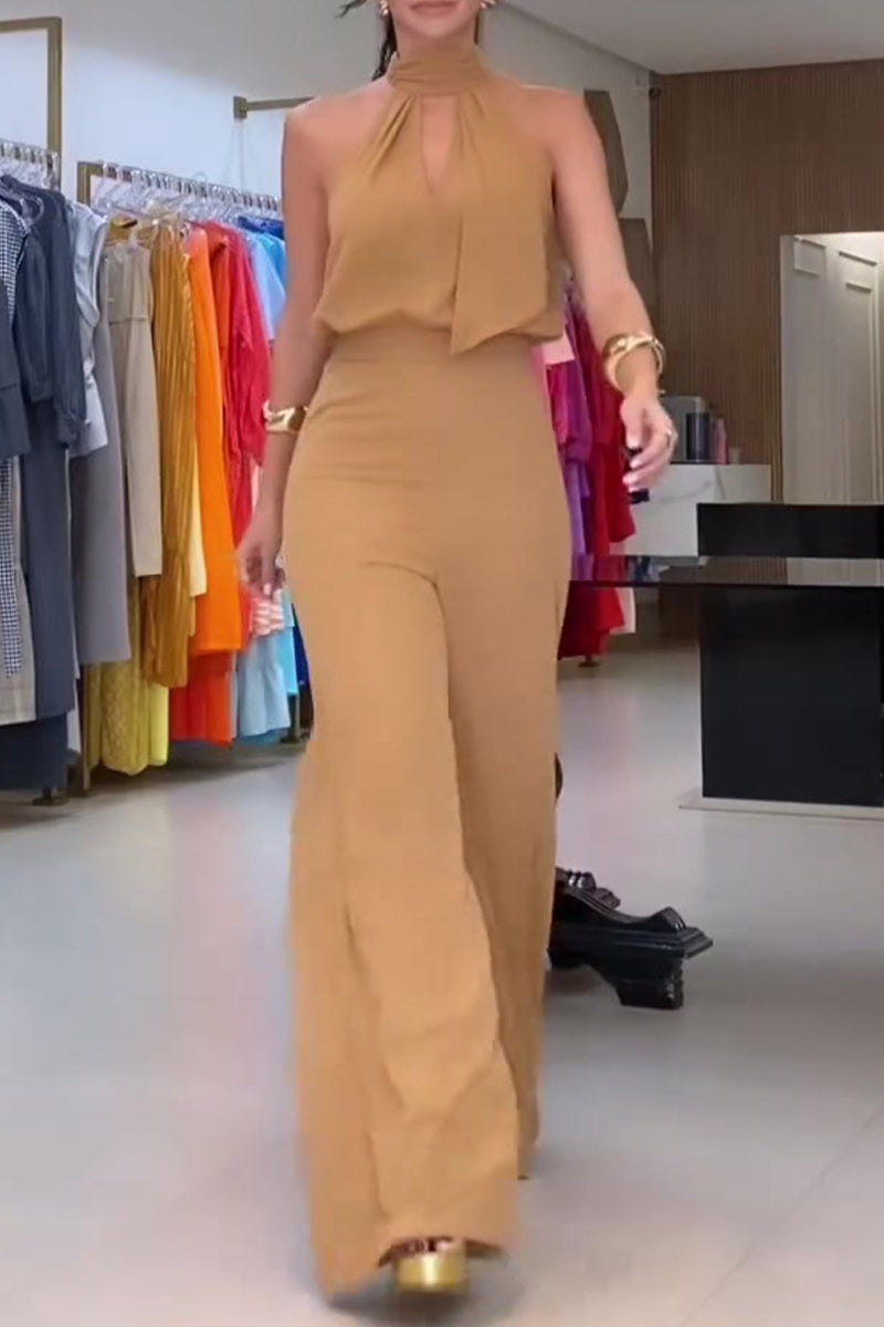 Sexy Street Solid Color Halter Sleeveless Two Pieces(No Belt)(3 Colors)