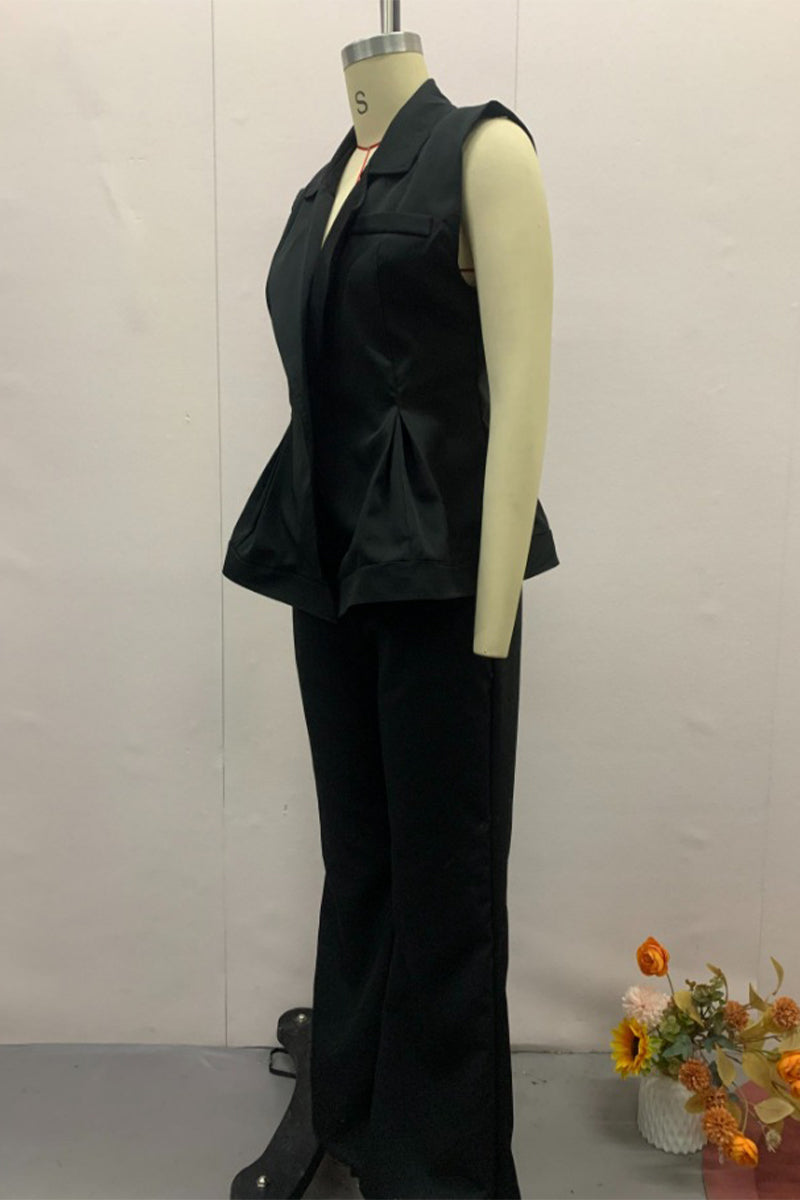 Casual Pocket V Neck Sleeveless Two Pieces