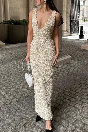 Sexy Flower Shape V Neck One Step Skirt Dresses