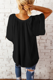 Casual Solid Split Joint V Neck T-Shirts(6 Colors)