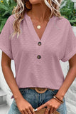 Casual Solid Buttons V Neck T-Shirts(10 Colors)