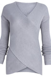 Simplicity Solid Hollowed Out Patchwork V Neck Mid Waist Sweaters(4 Colors)
