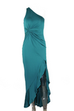 Elegantes Abendkleid mit festem Volant und Schlitz, einer Schulter (6 Farben)