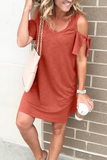 Casual Solid Patchwork O Neck Straight Dresses(4 Colors)