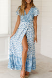 Sexy Elegant Print V Neck A Line Dresses(10 Colors)