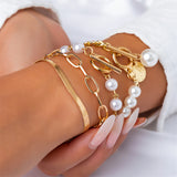 Casual Patchwork Chains Pearl Bracelets