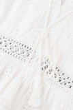Sweet Elegant Solid Tassel Embroidered Hollowed Out V Neck A Line Dresses
