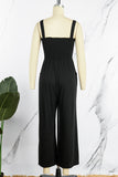 Casual Solid Patchwork Square Collar Loose Jumpsuits(6 Colors)