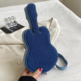 Casual Patchwork Zipper Violin Messenger Bag