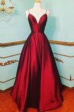 Elegant Formal Solid Solid Color V Neck Evening Dress Dresses(5 Colors)
