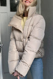Casual Simplicity Solid Patchwork Pocket Turtleneck Outerwear