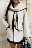 Casual British Style Solid Buttons Contrast Scarf Collar Outerwear