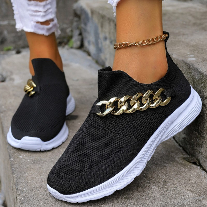 Casual Sportswear Daily Patchwork Metal Accessories Decoration Solid Color Round Comfortable Shoes