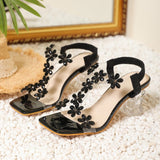 Casual Patchwork Rhinestone Square Out Door Wedges Shoes (Heel Height 2.56in)