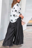 Casual Street Print Pocket Turndown Collar Long Sleeve Two Pieces
