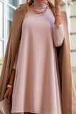 Casual Simplicity Solid Turtleneck Long Sleeve Dresses