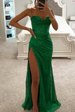 Sexy Solid High Opening Sequined Square Collar Evening Dress Dresses(5 Colors)