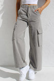 Casual Simplicity Solid Pocket Loose Low Waist Straight Solid Color Bottoms