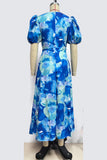 Sexy Vacation Gradual Change Print Hollowed Out V Neck A Line Dresses