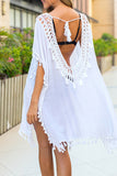 Sexy Vacation Solid Tassel Hollowed Out Backless Swimwears Cover Up(3 Colors)