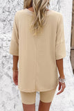 Casual Solid V Neck Half Sleeve Two Pieces