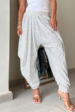 Casual Solid Sequins Sequined Loose High Waist Lantern Solid Color Bottoms