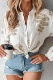 Casual Embroidery Basic Shirt Collar Tops
