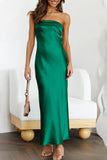 Celebrities Elegant Solid Backless Strapless One Step Skirt Dresses