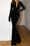 Celebrities Elegant Solid Patchwork V Neck Trumpet Mermaid Dresses