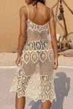 Sexy Vacation Solid Lace Hollowed Out Swimwears Cover Up(3 Colors)