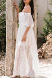 Elegant Solid Lace See-through Off the Shoulder A Line Dresses