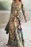 Casual Vintage Print O Neck Printed Dresses(16 Colors)