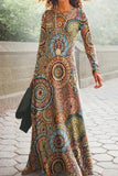 Casual Vintage Print O Neck Printed Dresses(16 Colors)