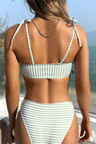 Sexy Striped Print Bandage Swimwears (With Paddings)