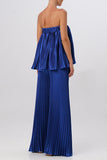 Elegant Solid Pleated Strapless Sleeveless Two Pieces