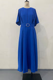 Elegant Solid Fold With Belt O Neck A Line Dresses