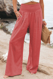 Lässige, solide, gerade, einfarbige Patchwork-Hose mit hoher Taille (8 Farben)