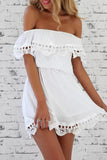 Casual Solid Lace Off the Shoulder A Line Dresses