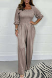 Casual Simplicity Solid Fold Square Collar Loose Jumpsuits