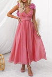 Sweet Elegant Solid Backless Strap Design V Neck A Line Dresses