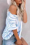 Casual Striped Patchwork Turndown Collar Tops