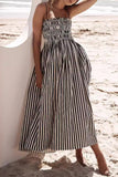 Casual Striped Pocket Fold Sling Dresses