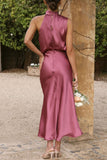 Elegant Solid Fold Turtleneck One Step Skirt Dresses(5 Colors)