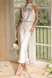 Elegant Solid Fold Turtleneck One Step Skirt Dresses(5 Colors)