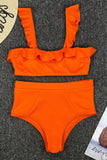Sexy Vacation Solid Flounce Swimwears(3 Colors)