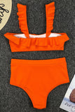 Sexy Vacation Solid Flounce Swimwears(3 Colors)