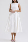 Elegant Simplicity Solid Backless O Neck Sleeveless Dresses