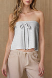 Casual Simplicity Solid Frenulum Strapless Tops